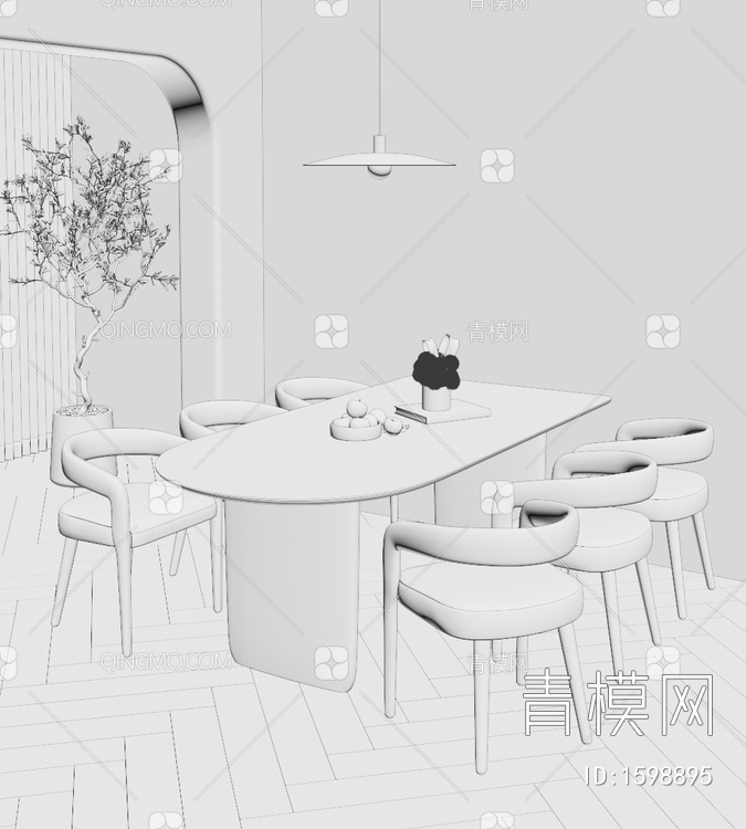 餐桌椅组合3D模型下载【ID:1598895】