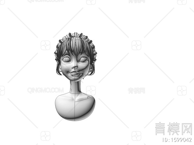 雕塑 美少女头像3D模型下载【ID:1599042】