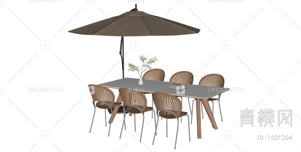 户外桌椅组合 餐桌椅SU模型下载【ID:1601364】