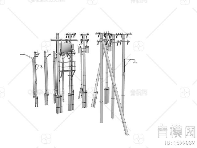 工业器材 废弃电线杆3D模型下载【ID:1599039】