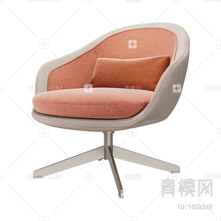 Lucille橙咖单椅3D模型下载【ID:1602249】