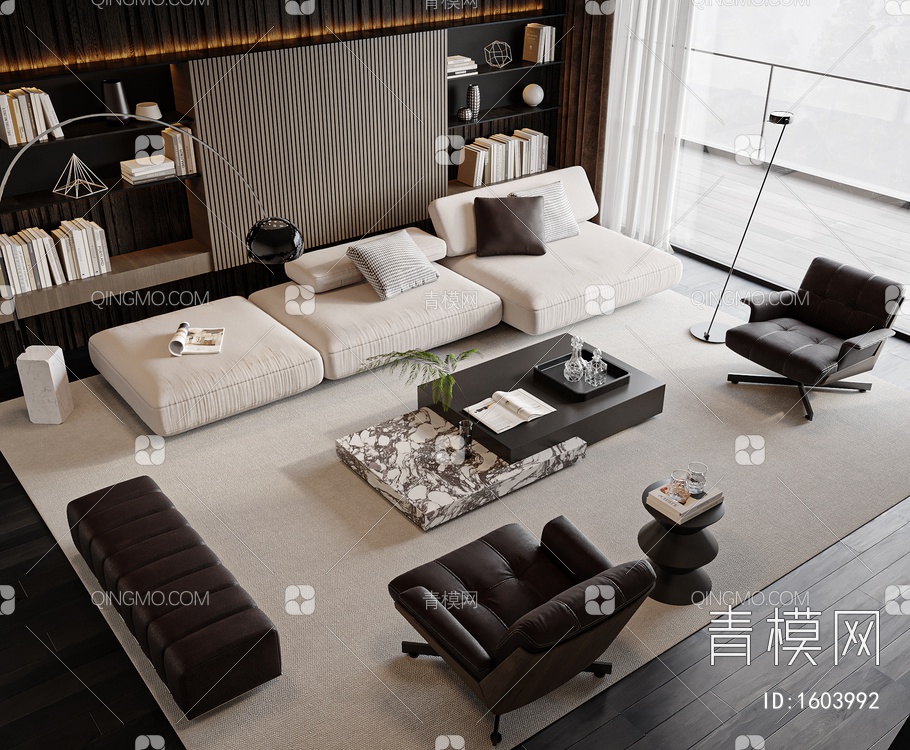 Minotti沙发茶几组合3D模型下载【ID:1603992】