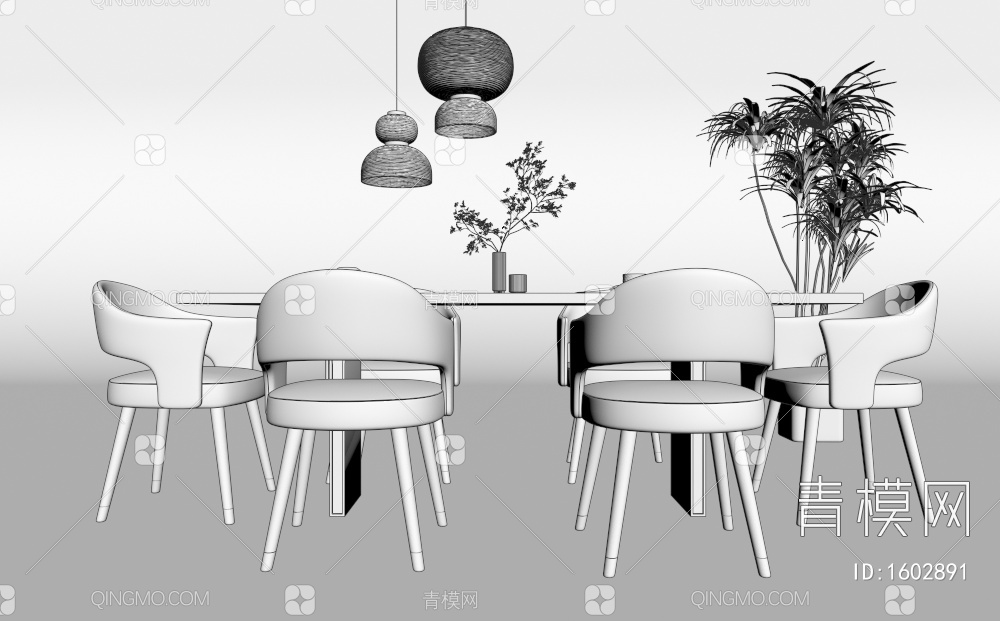 餐桌椅3D模型下载【ID:1602891】