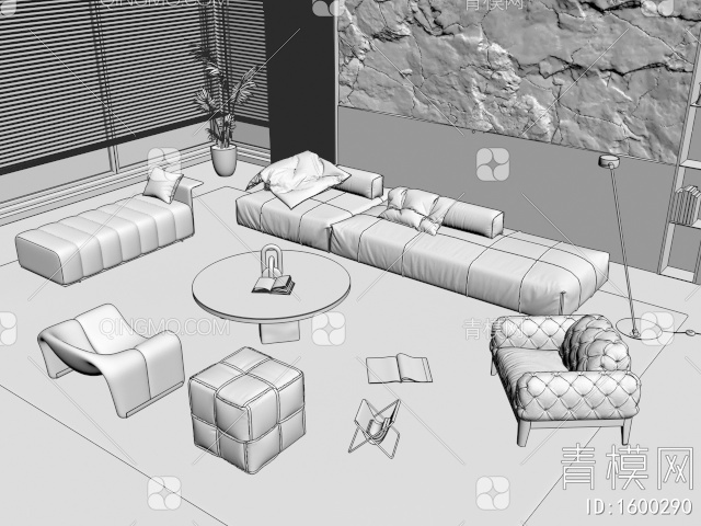 Minotti 米洛提 沙发茶几组合3D模型下载【ID:1600290】