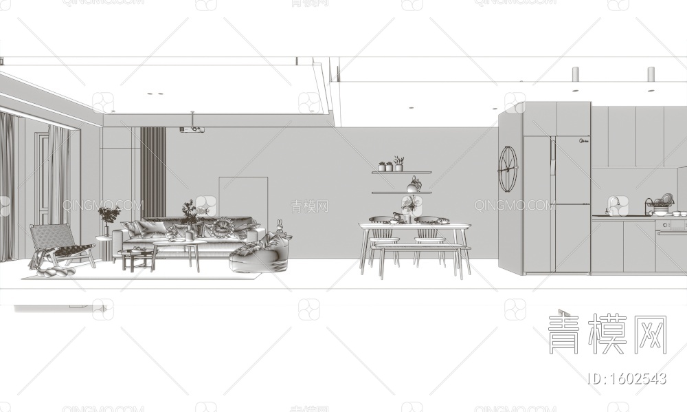 风家居客餐厅3D模型下载【ID:1602543】