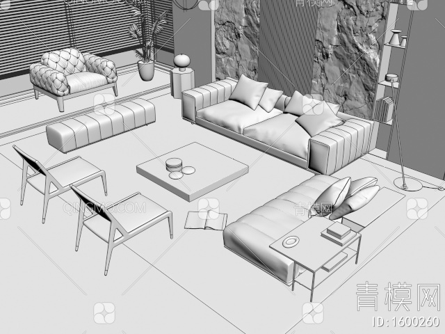Minotti 米洛提 沙发茶几组合3D模型下载【ID:1600260】