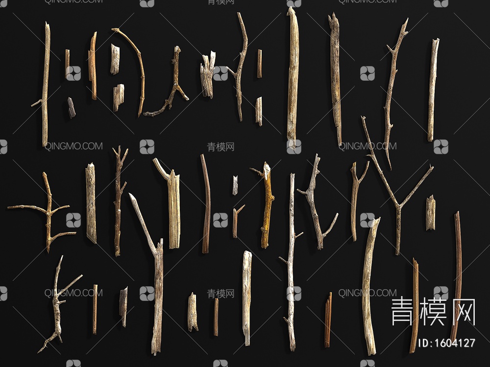 木头 树枝 树干 木材 木柴 木棍3D模型下载【ID:1604127】