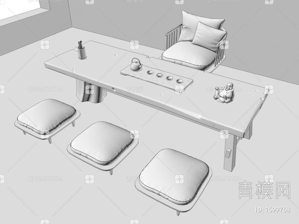 茶桌椅组合3D模型下载【ID:1599768】