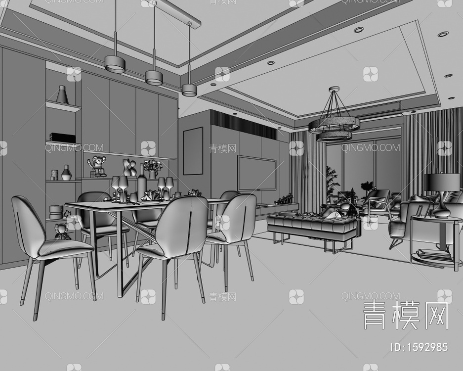 客餐厅3D模型下载【ID:1592985】