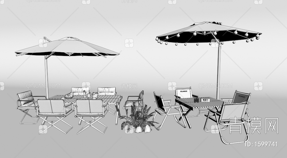 户外桌椅 露营桌椅 露营风3D模型下载【ID:1599741】