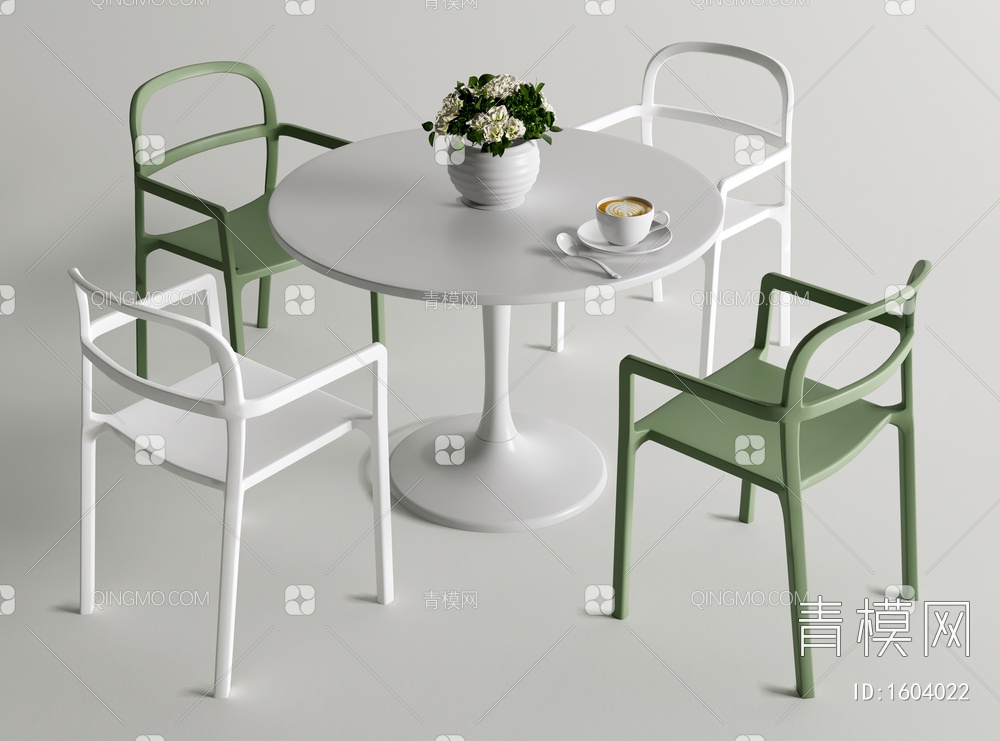 休闲桌椅 洽谈桌椅 户外桌椅 花瓶3D模型下载【ID:1604022】
