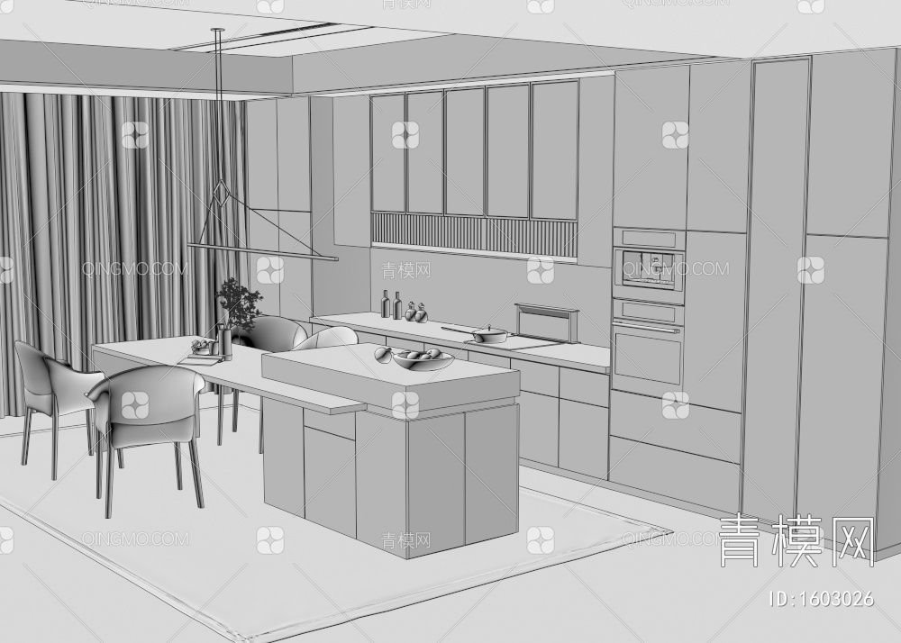厨房 餐厅3D模型下载【ID:1603026】