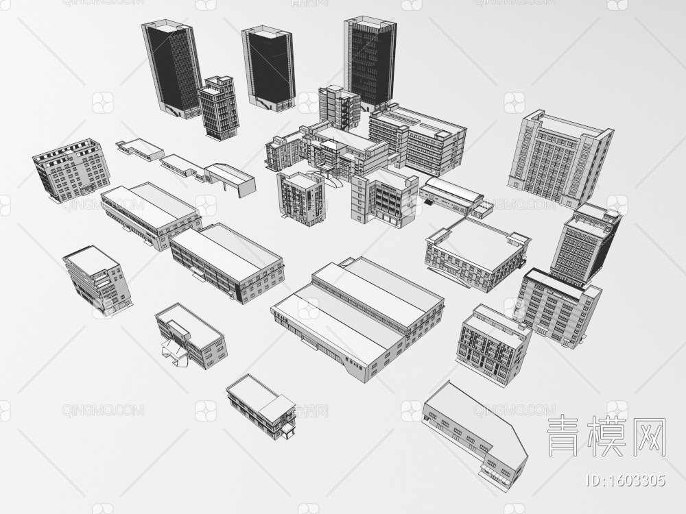 厂区办公楼3D模型下载【ID:1603305】