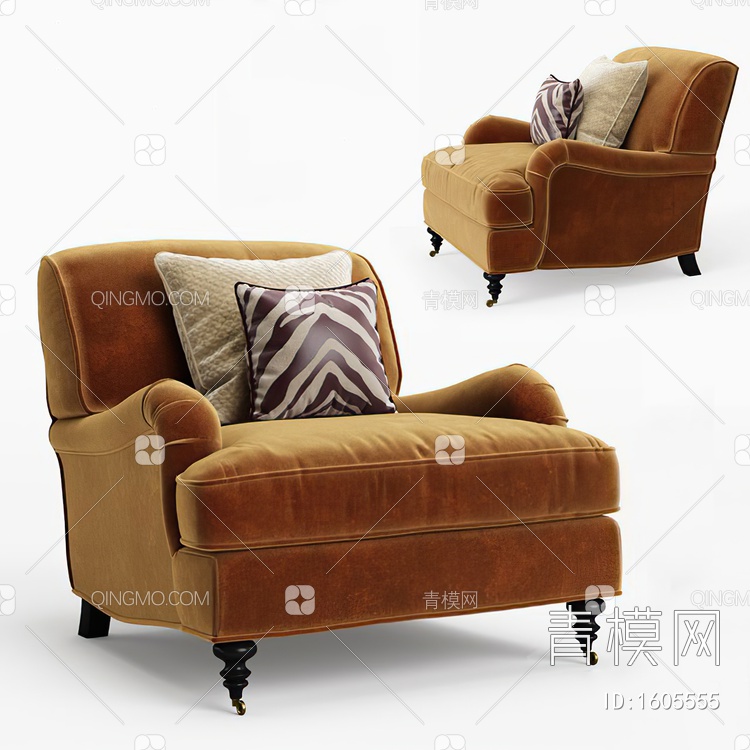 单人沙发3D模型下载【ID:1605555】
