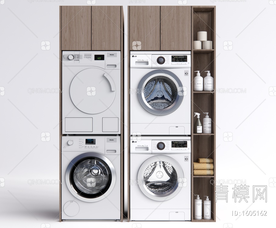 洗衣机滚筒洗衣机洗衣机组合SU模型下载【ID:1605162】