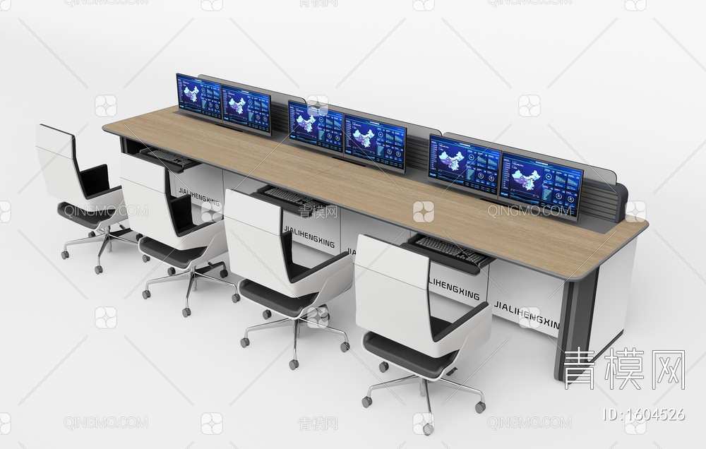 监控台 控制台 电脑桌椅SU模型下载【ID:1604526】