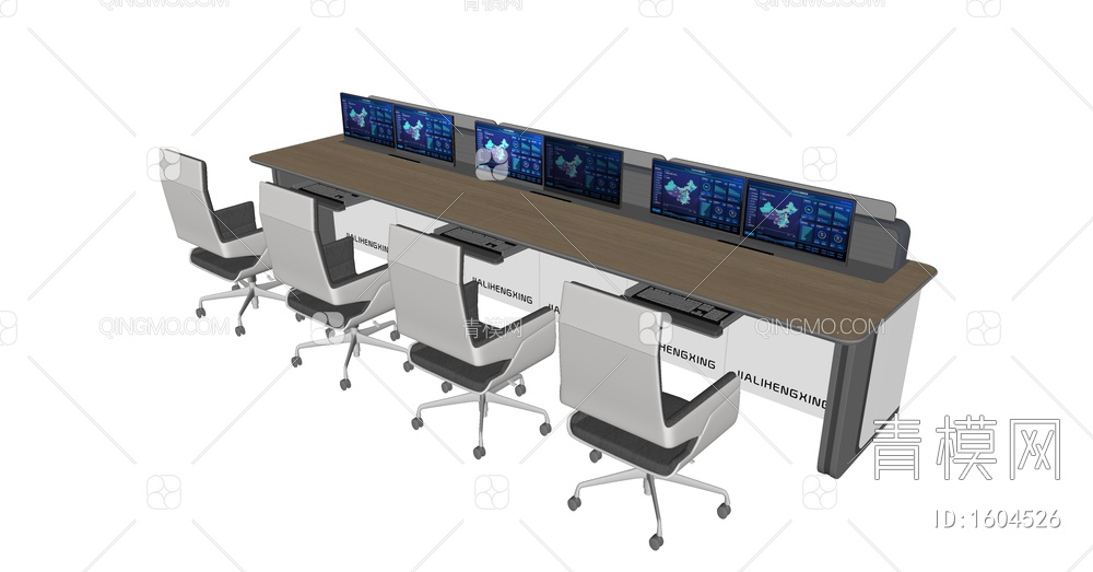 监控台 控制台 电脑桌椅SU模型下载【ID:1604526】