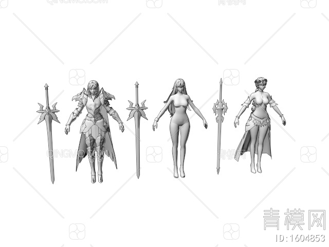 游戏角色 剑修女士3D模型下载【ID:1604853】