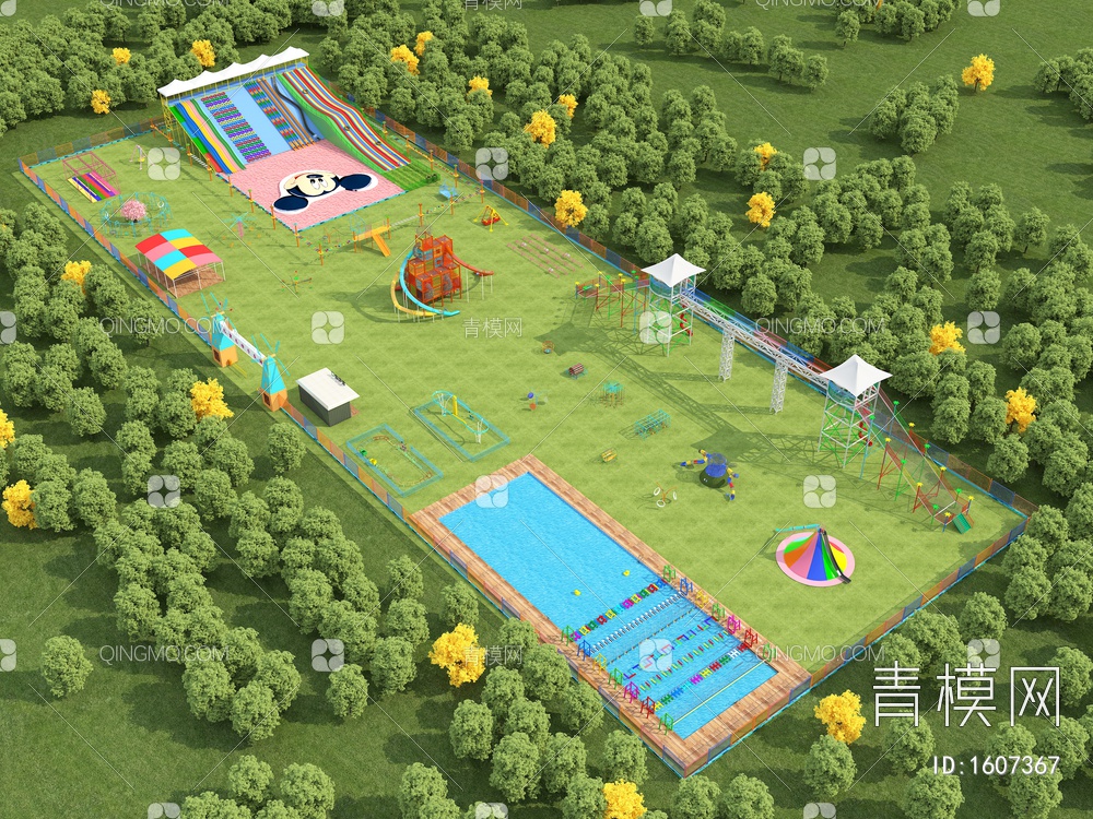 无动力儿童乐园、游乐园3D模型下载【ID:1607367】