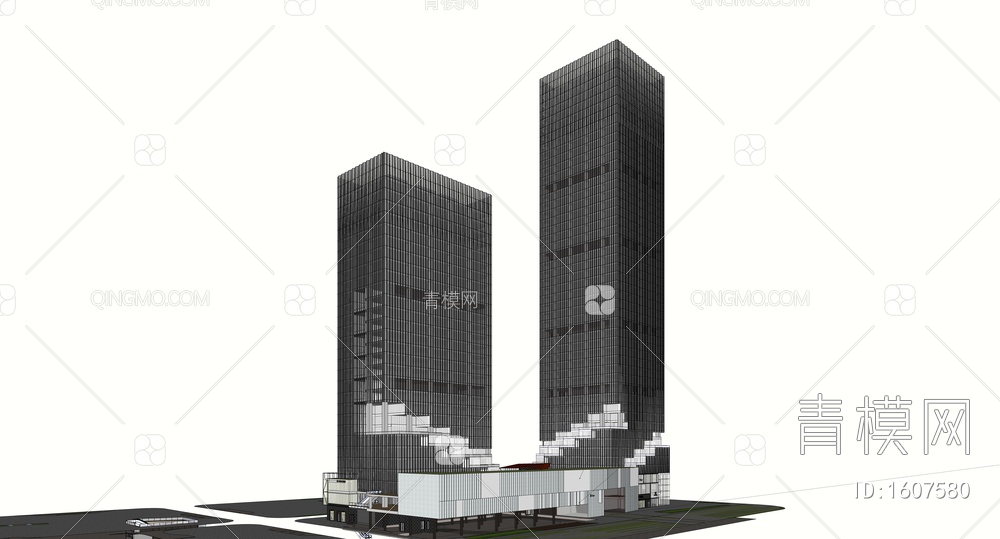 超高层办公楼  总部办公  底商 城市综合体  科技园SU模型下载【ID:1607580】