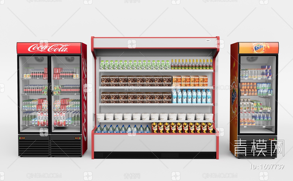 自动售卖机 冰柜 超市冰箱SU模型下载【ID:1607739】
