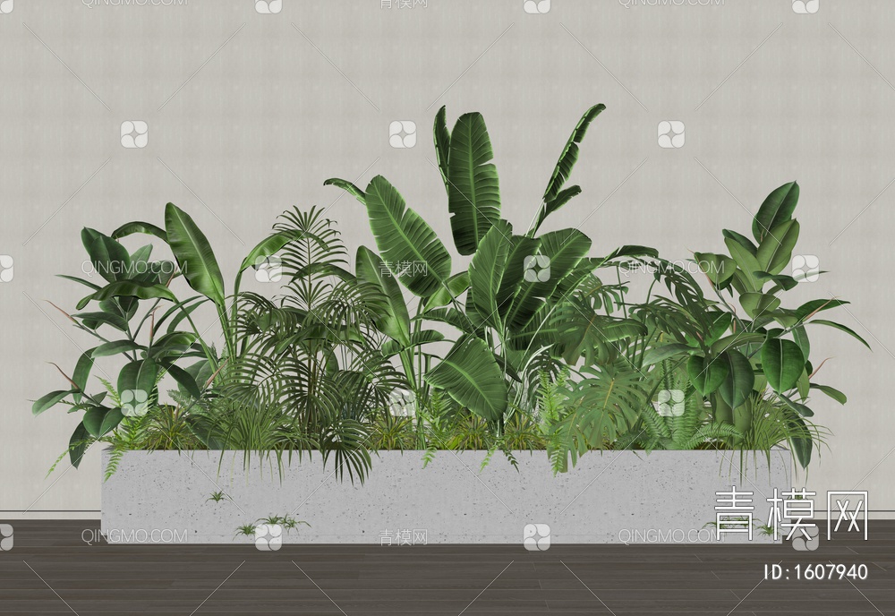 绿植花箱 室内植物造景 植物组合 植物堆 花池花坛SU模型下载【ID:1607940】
