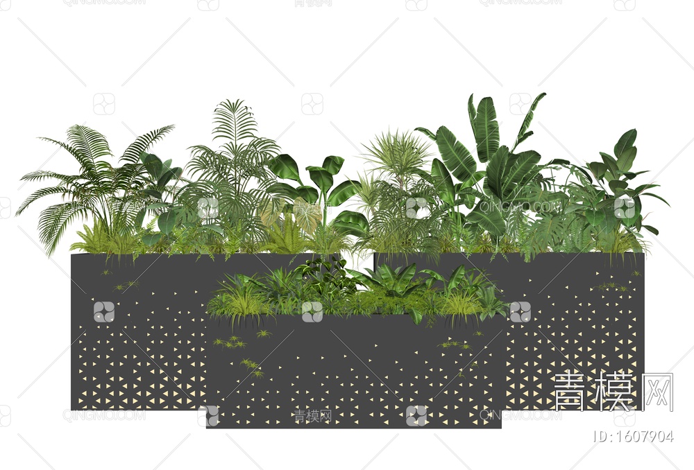 植物盆栽组合 移动花箱 植物花箱 绿植SU模型下载【ID:1607904】
