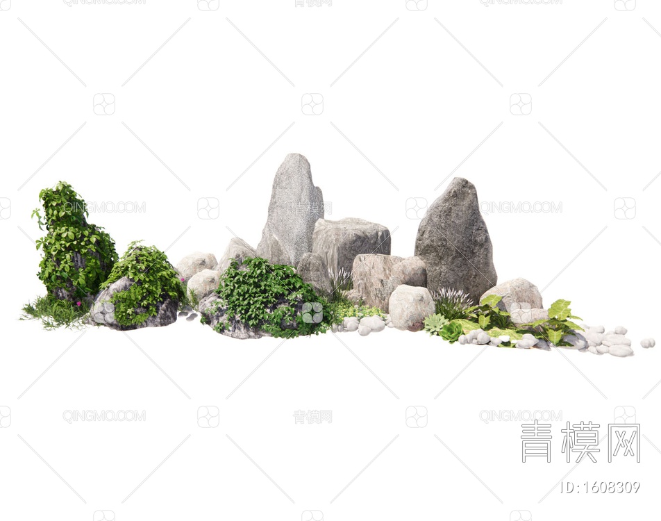 石头 植物 藤蔓植物 假山石头 景观石 景观小品SU模型下载【ID:1608309】