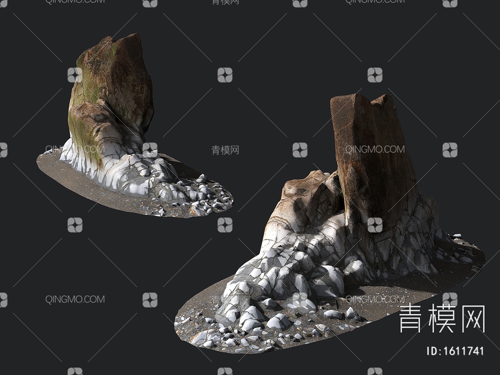 岩石 石头 石块 景观石 海滩岩石3D模型下载【ID:1611741】