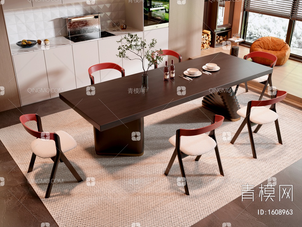 Minotti 米洛提 餐桌椅3D模型下载【ID:1608963】