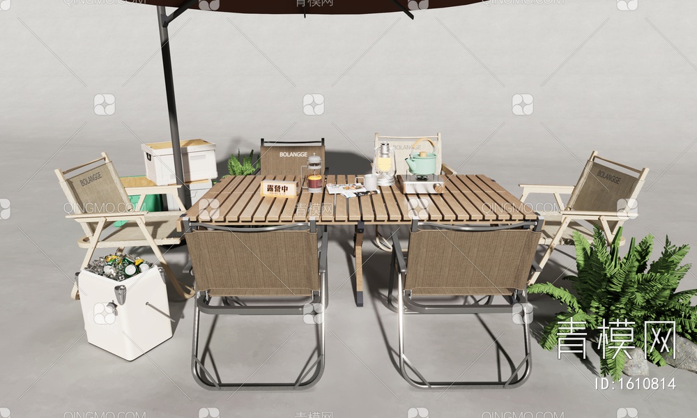 户外桌椅组合3D模型下载【ID:1610814】