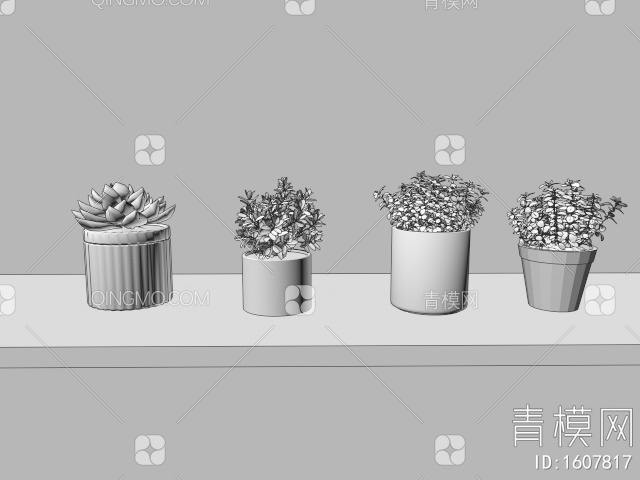 花瓶 盆栽3D模型下载【ID:1607817】