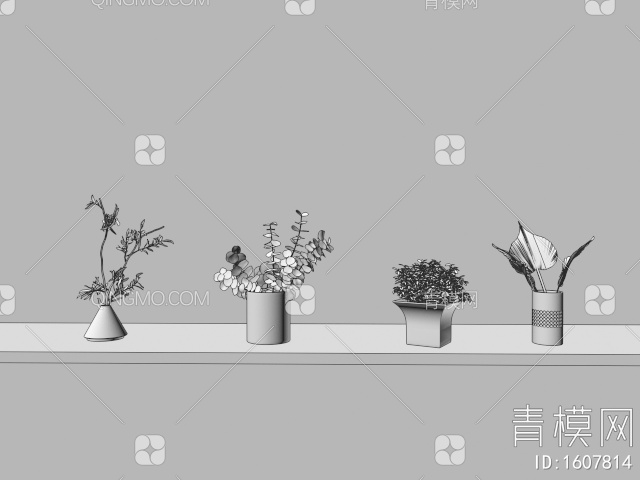 花艺花瓶 盆栽3D模型下载【ID:1607814】