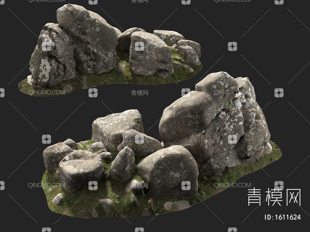 岩石 石头 石块 景观石 海滩岩石3D模型下载【ID:1611624】