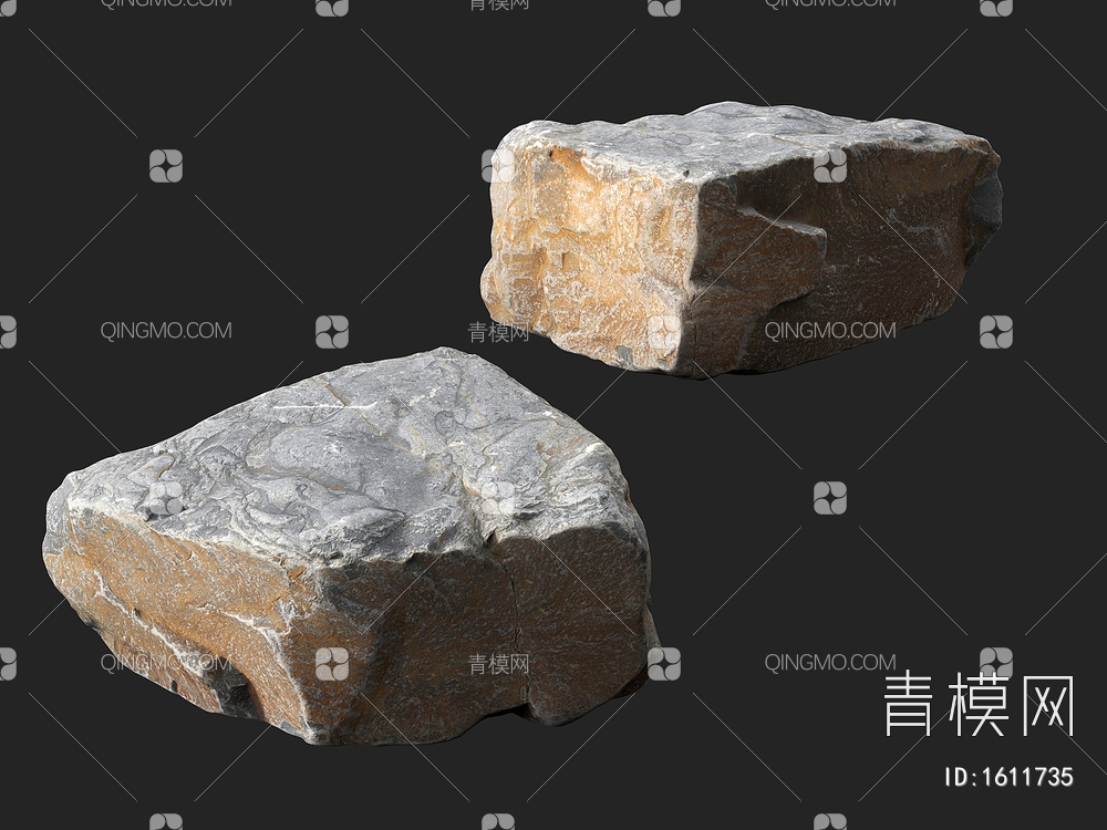 岩石 石头 石块 景观石 海滩岩石3D模型下载【ID:1611735】