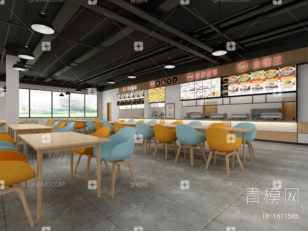 餐厅食堂3D模型下载【ID:1611585】