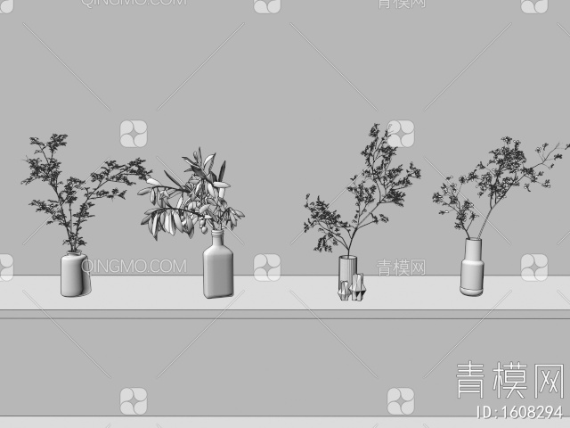 花卉花瓶3D模型下载【ID:1608294】