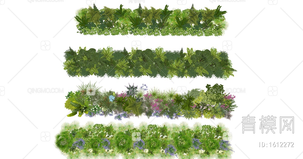 花镜 植物组团 花卉 绿植 景观SU模型下载【ID:1612272】