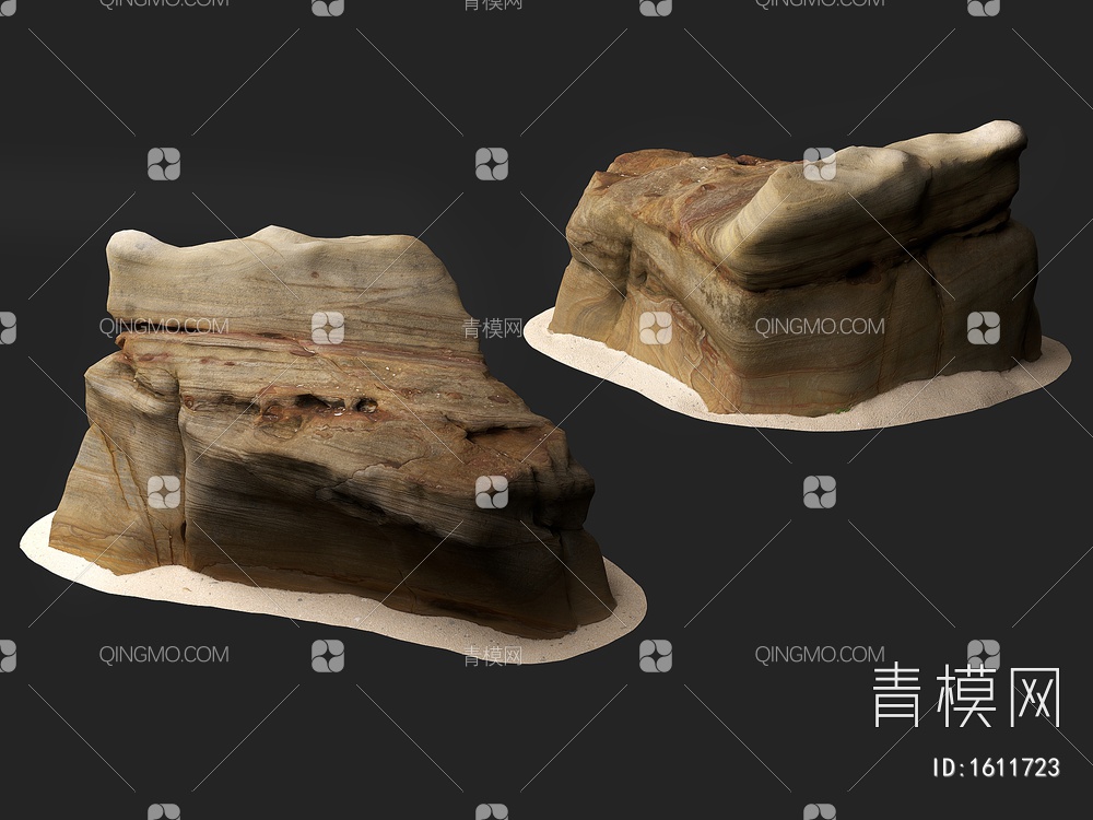 岩石 石头 石块 景观石 海滩岩石3D模型下载【ID:1611723】