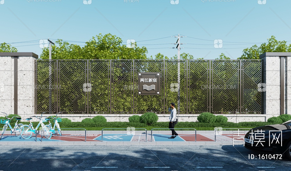 围墙 护栏 围栏3D模型下载【ID:1610472】