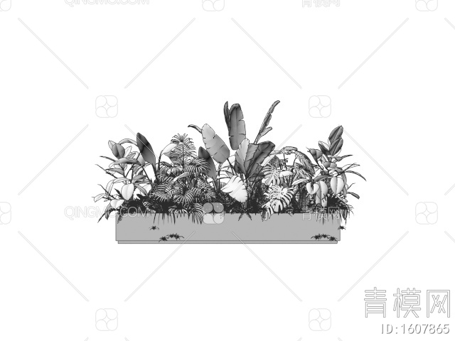 绿植花箱 室内植物造景 植物组合 植物堆 花池花坛3D模型下载【ID:1607865】