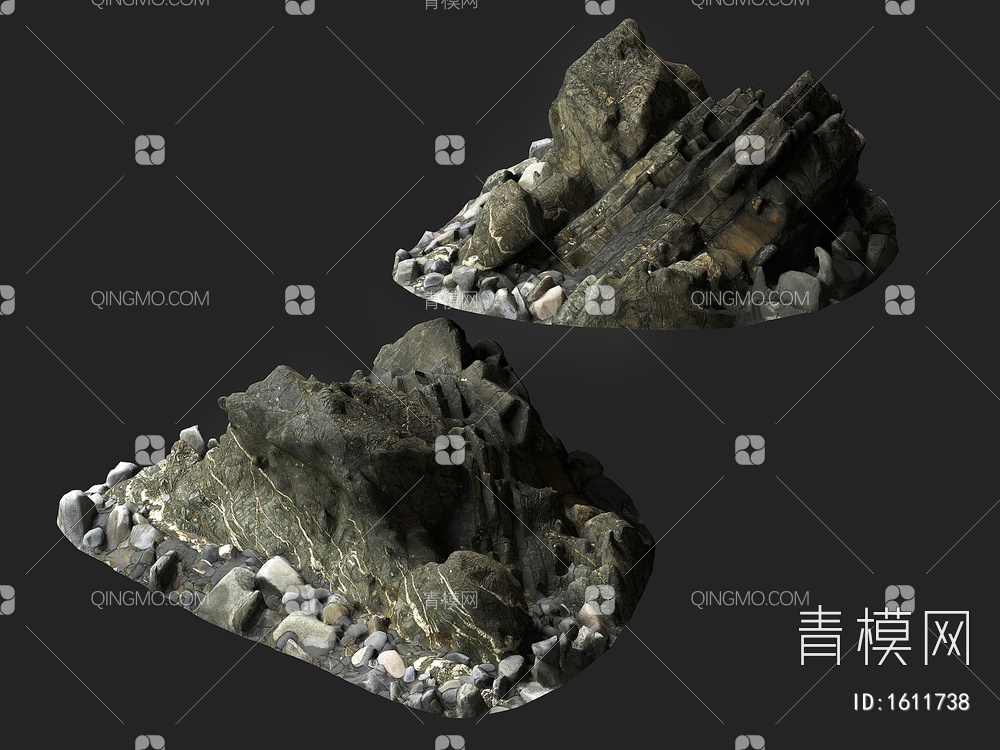 岩石 石头 石块 景观石 海滩岩石3D模型下载【ID:1611738】