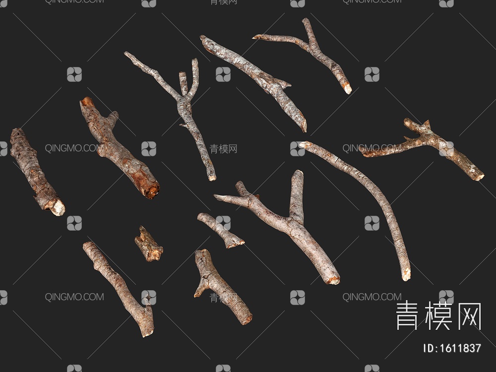 木头 树杆 树枝 木材 木柴 木棍3D模型下载【ID:1611837】