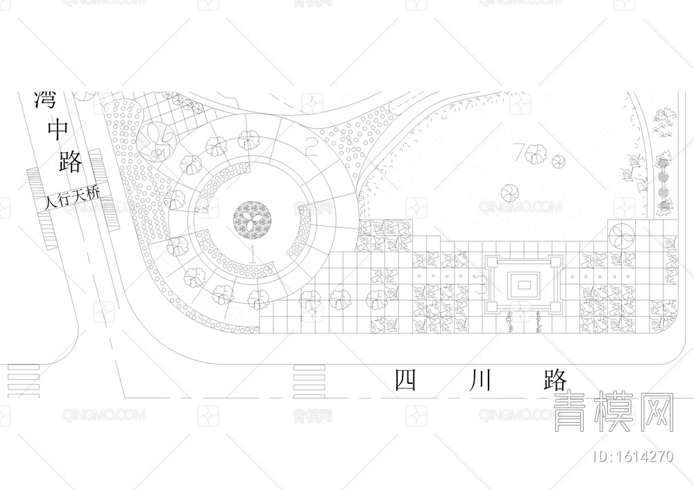 三角地块广场规划设计图【ID:1614270】
