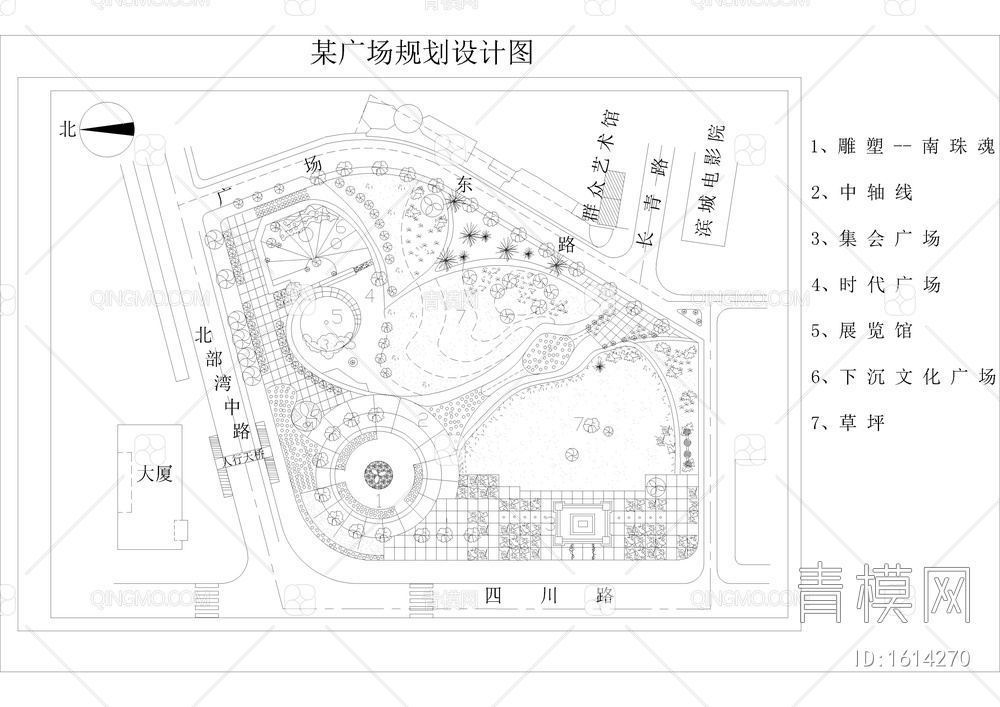 三角地块广场规划设计图【ID:1614270】