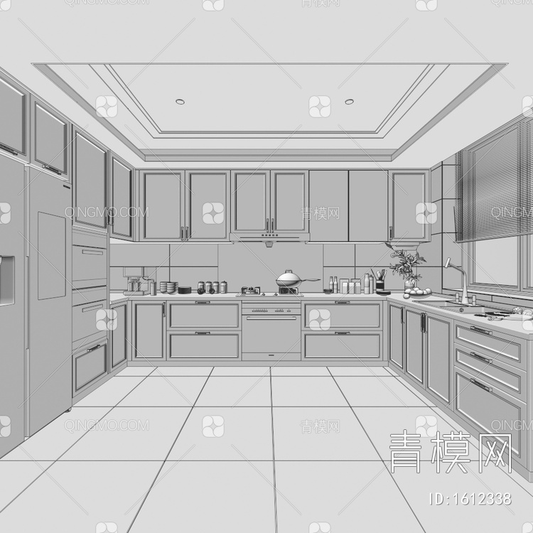 开放式厨房3D模型下载【ID:1612338】