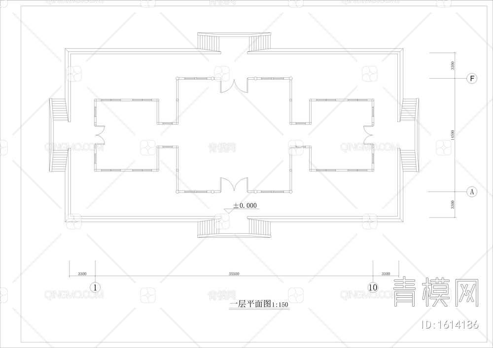 汉代庄王阁建筑方案图【ID:1614186】
