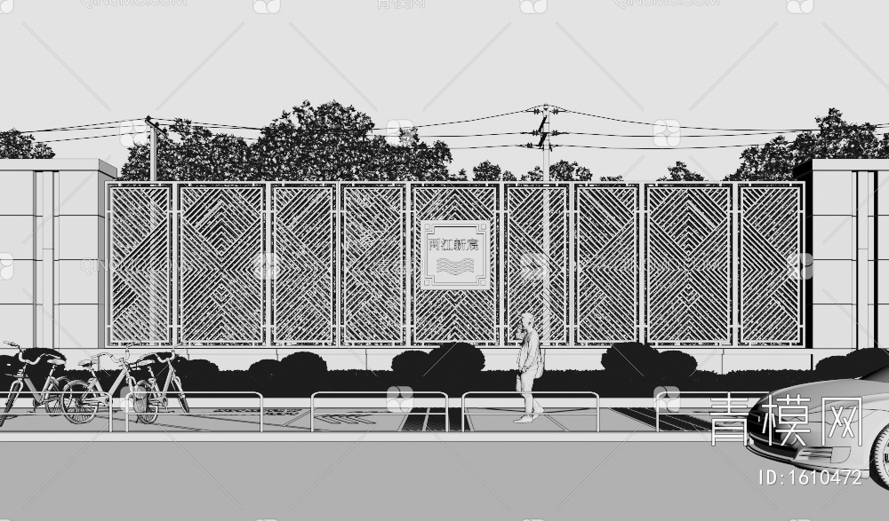 围墙 护栏 围栏3D模型下载【ID:1610472】