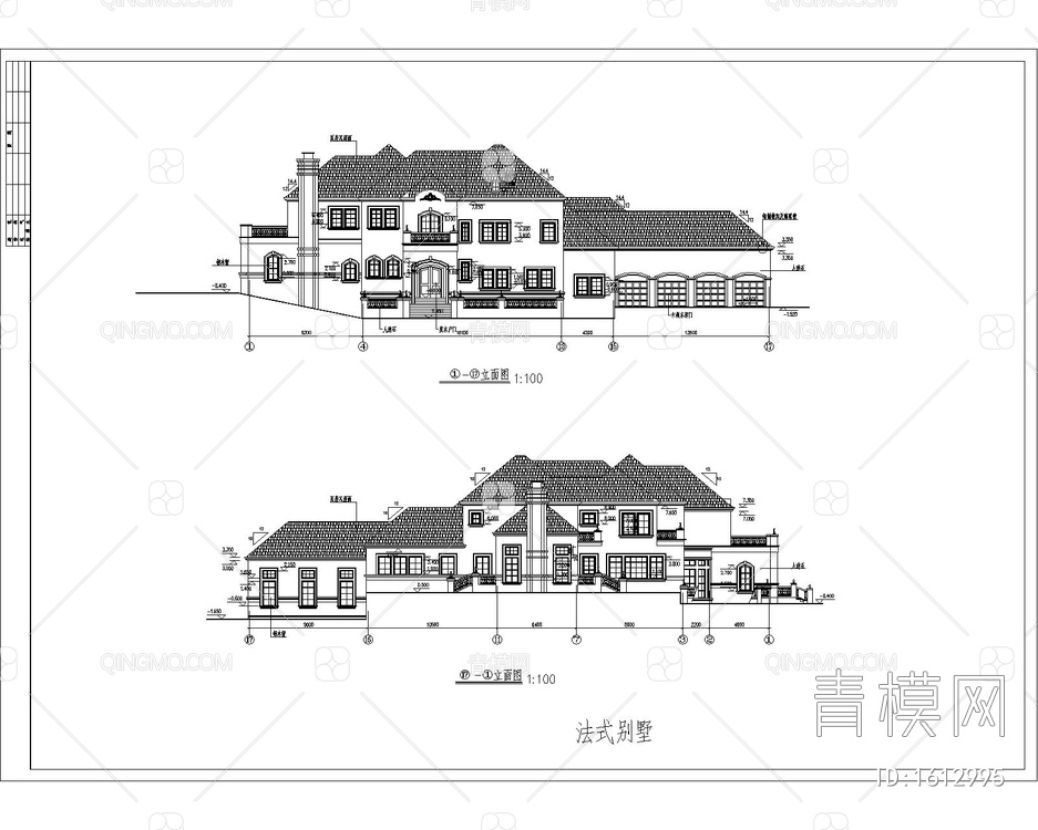 别墅建筑设计图【ID:1612995】