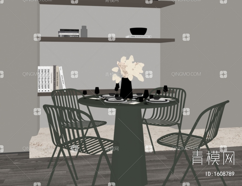小清新餐桌，摆件3D模型下载【ID:1608789】